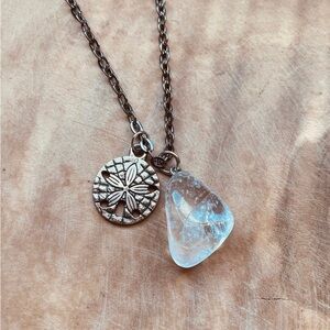 Cape May Diamond Necklace, Beach Stone, Quartz, Raw Diamond Pendant